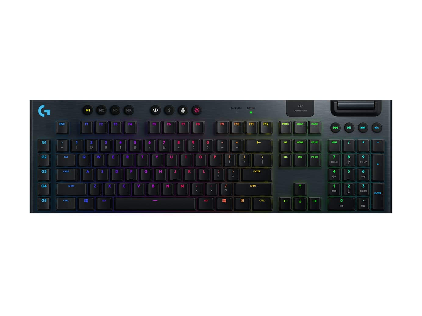 TASTATURA LOGITECH - gaming, "G915", wireless, cu fir, 121 taste format standard (104-108 taste), Bluetooth, Wireless (2.4 GHz) | USB, negru, "920-009111"