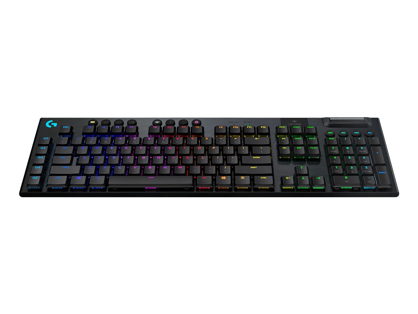 TASTATURA LOGITECH - gaming, "G915", wireless, cu fir, 121 taste format standard (104-108 taste), Bluetooth, Wireless (2.4 GHz) | USB, negru, "920-009111" — miniatură