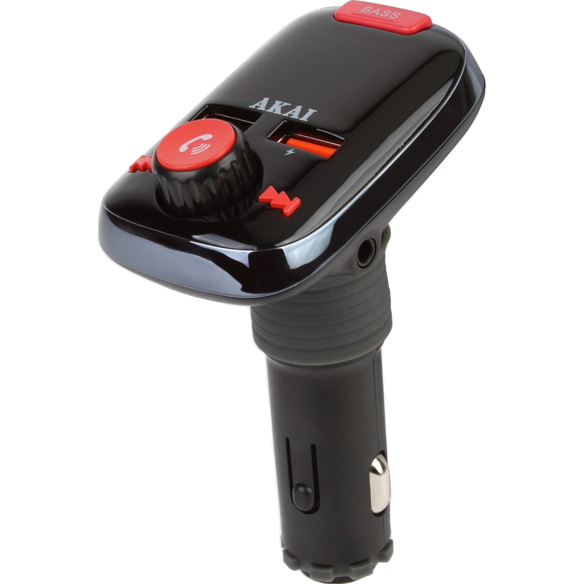 MODULATOR FM AKAI, Bluetooth 5.0, quick charge QC3.0, format MP3 | WMA, USB x 2, SD, montare la priza auto, "FMT-74BT" — miniatură