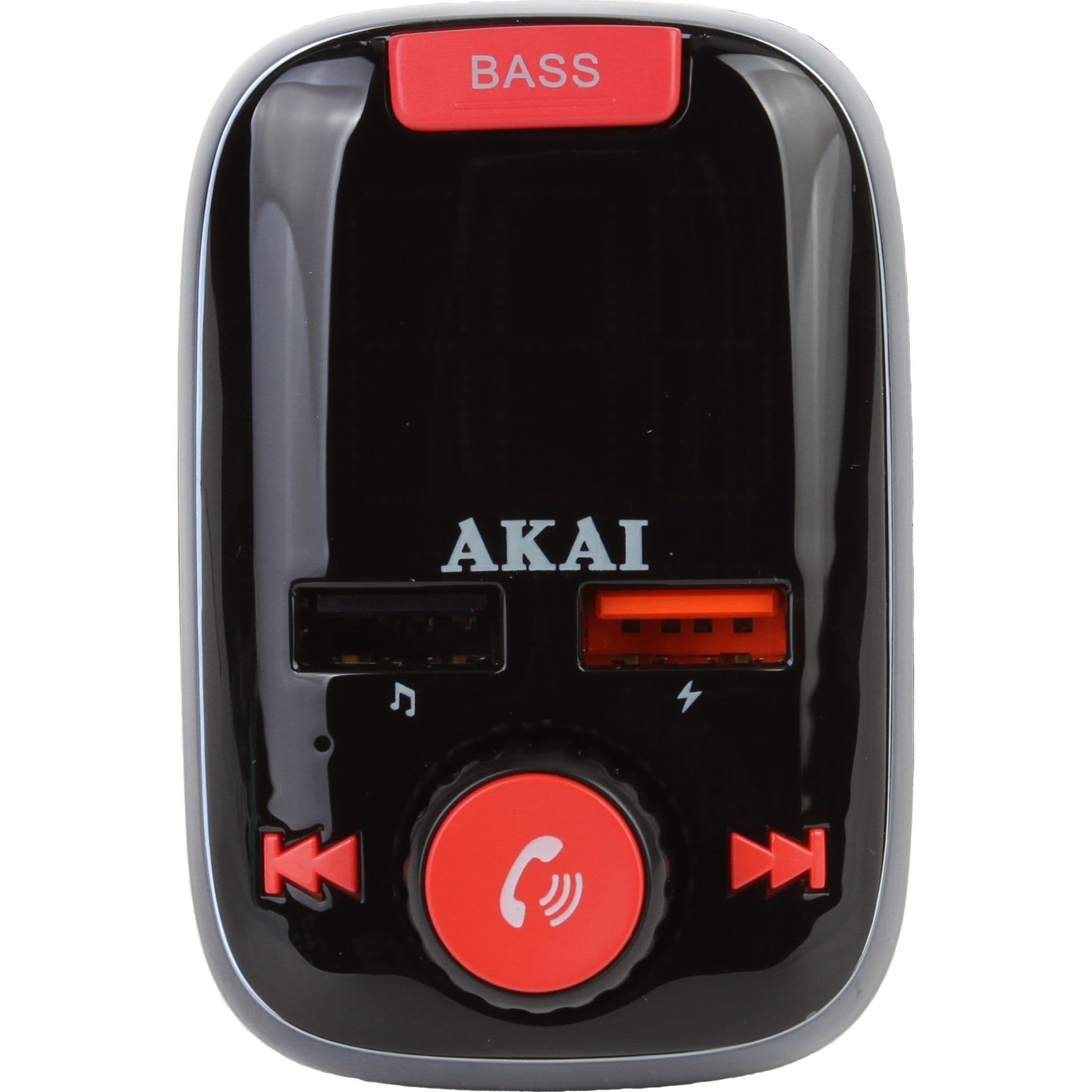 MODULATOR FM AKAI, Bluetooth 5.0, quick charge QC3.0, format MP3 | WMA, USB x 2, SD, montare la priza auto, "FMT-74BT" — miniatură