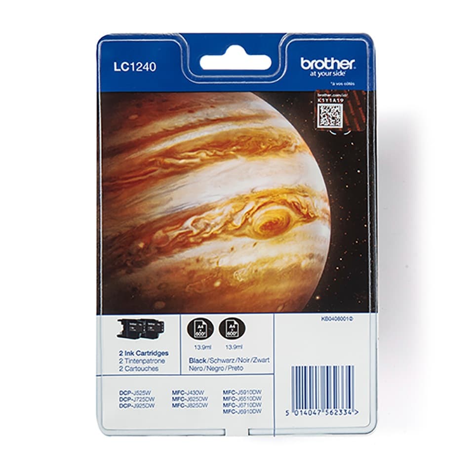Dual-Pack Original Brother Black, LC1240BKBP2, pentru DCP-J525W|J725|J925|MFC-J430|J625|J5910|J6510|J6910, "LC1240BKBP2" — miniatură