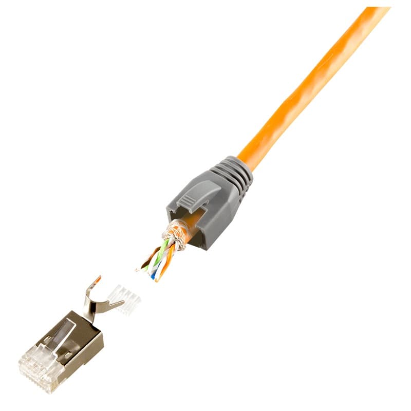 MUFA RJ-45 LOGILINK pt. cablu UTP, FTP, SFTP, Cat5e | Cat6 | Cat6a | Cat7 | Cat7a | Cat8.1, RJ-45 (T), ecranat, plastic cu metal, 50 buc, "MP0033" — miniatură