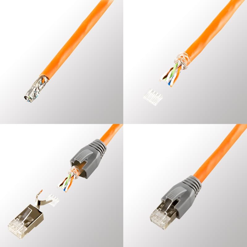MUFA RJ-45 LOGILINK pt. cablu UTP, FTP, SFTP, Cat5e | Cat6 | Cat6a | Cat7 | Cat7a | Cat8.1, RJ-45 (T), ecranat, plastic cu metal, 50 buc, "MP0033" — miniatură