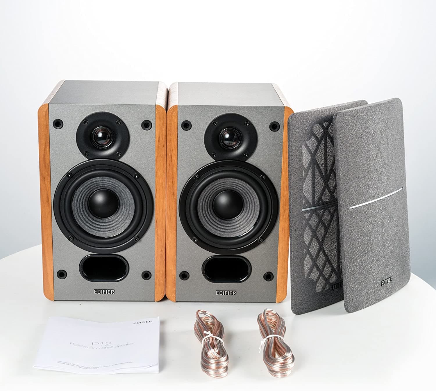 BOXE EDIFIER 2.0 PASIVE, RMS:5W-20W,tweeter 0.75", bass 4",frecventa de raspuns 55Hz-20KHz,impedanta 6ohm,punct divizare frecv. 1500Hz,montare perete, MDF, brown, "P12-BR" — miniatură