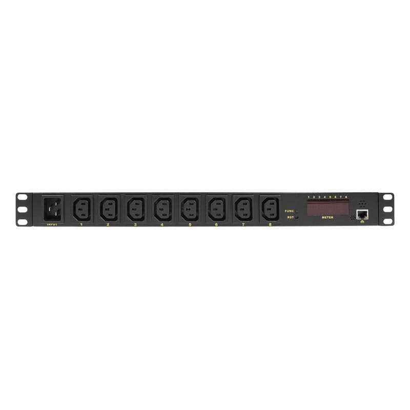 PDU LOGILINK 1U pt. rack 19 inch, 8 prize IEC, intrare IEC, max 16 A, protectie suprasarcina SI impotriva trasnetului, "PDU8P01" — miniatură