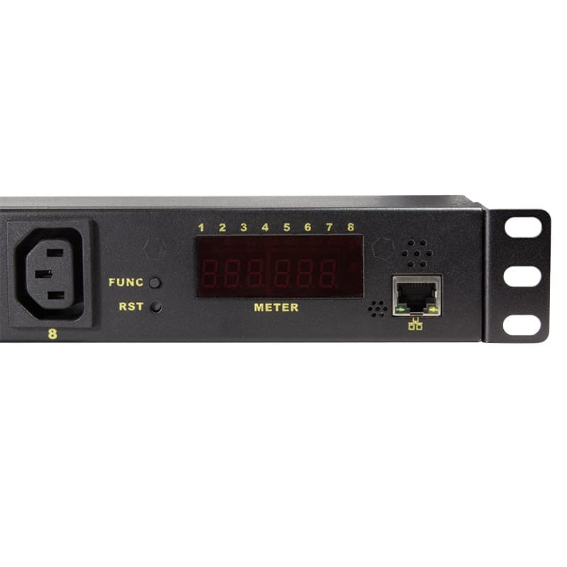 PDU LOGILINK 1U pt. rack 19 inch, 8 prize IEC, intrare IEC, max 16 A, protectie suprasarcina SI impotriva trasnetului, "PDU8P01" — miniatură