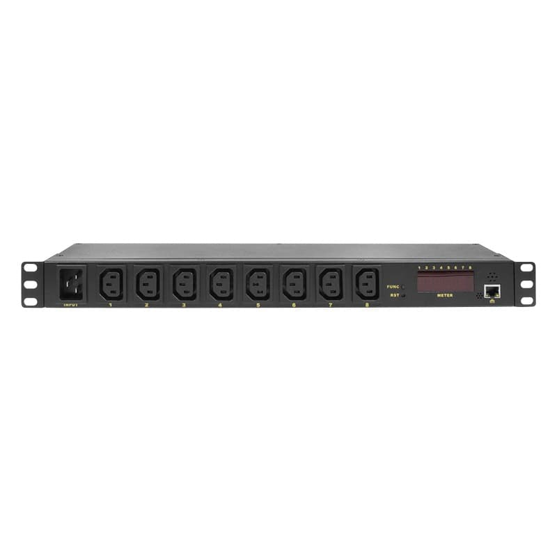 PDU LOGILINK 1U pt. rack 19 inch, 8 prize IEC, intrare IEC, max 16 A, protectie suprasarcina SI impotriva trasnetului, "PDU8P01" — miniatură