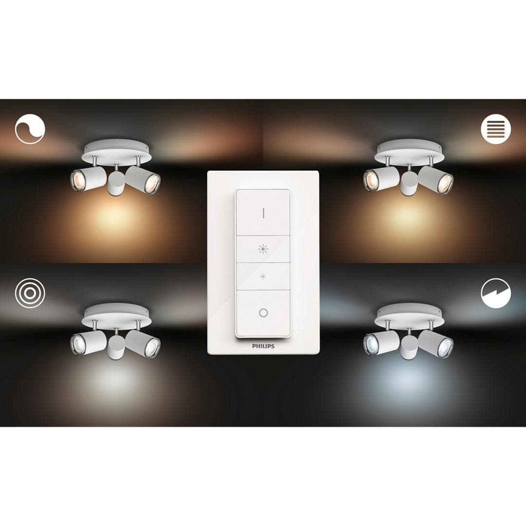APLICA smart PHILIPS, LED, soclu GU10, putere 5 W x 3, tip lumina alb rece alb calda, 350 lumeni, alimentare 220 - 230 V, "000008718696168066" — miniatură