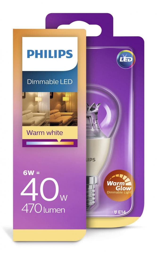 BEC LED Philips, soclu E14, putere 6W, forma clasic, lumina alb calda, alimentare 220 - 240 V, "000008718696453568" — miniatură
