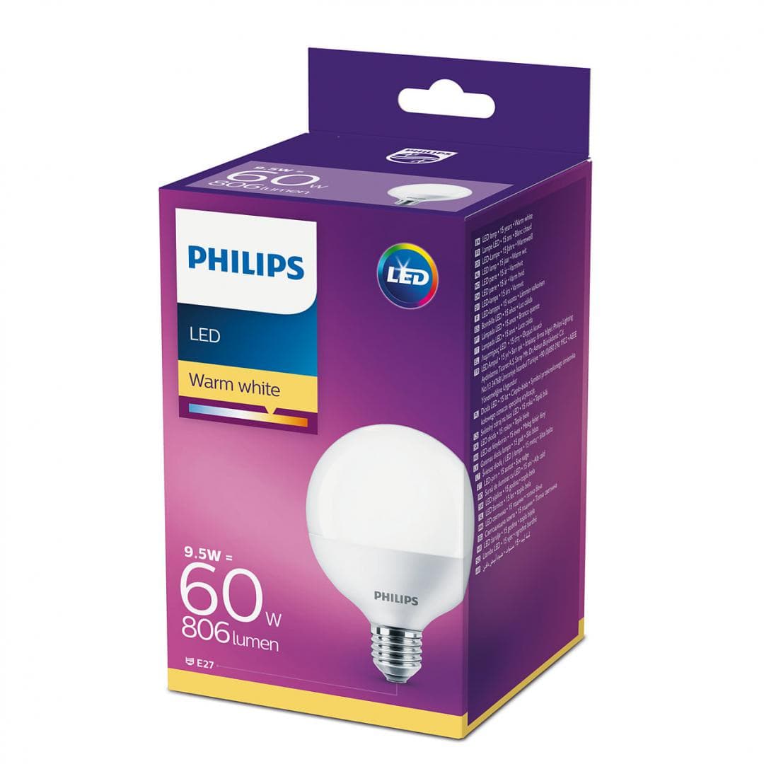 BEC LED Philips, soclu E27, putere 9.5W, forma clasic, lumina alb calda, alimentare 220 - 240 V, "000008718696580639" — miniatură