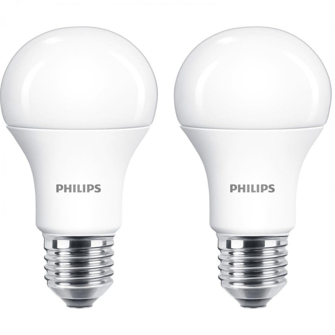 SET 2 becuri LED Philips, soclu E27, putere 10W, forma clasic, lumina alb, alimentare 220 - 240 V, "000008718696813751" — miniatură