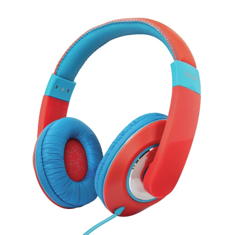 CASTI Trust, "Sonin Kids", cu fir, standard, utilizare multimedia, MP3, smartphone (doar audio), microfon nu, conectare prin Jack 3.5 mm, rosu / albastru, "TR-23585"