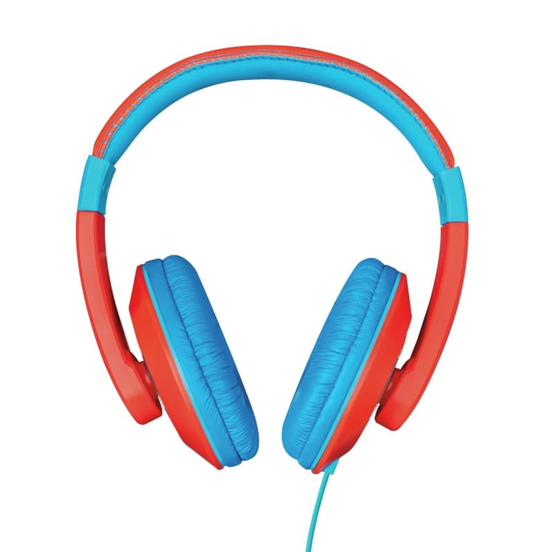 CASTI Trust, "Sonin Kids", cu fir, standard, utilizare multimedia, MP3, smartphone (doar audio), microfon nu, conectare prin Jack 3.5 mm, rosu / albastru, "TR-23585" — miniatură