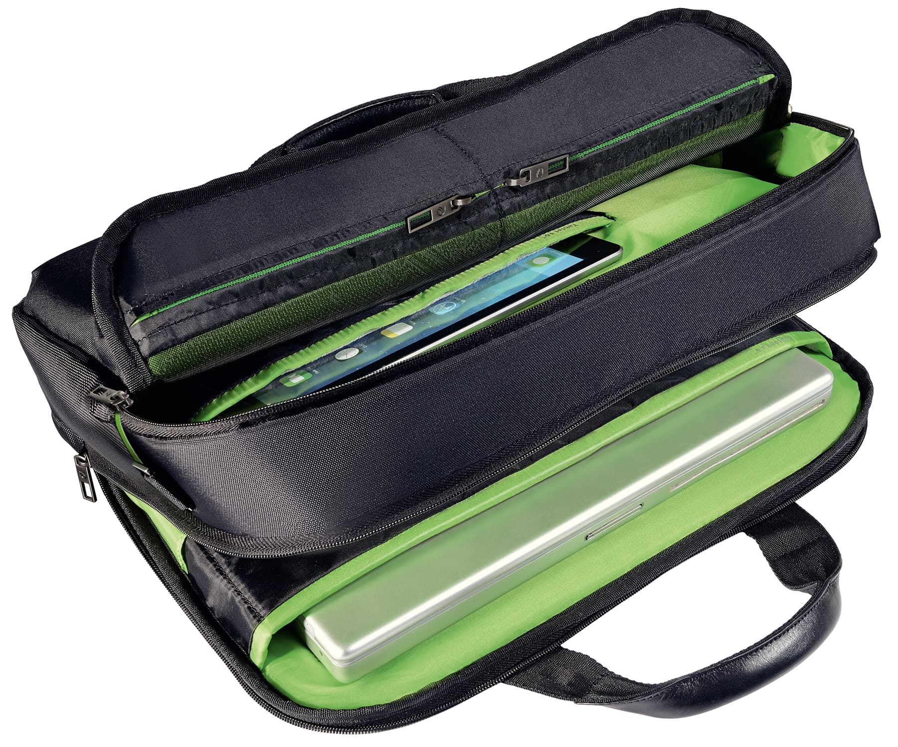GEANTA LEITZ, pt. notebook de max. 15.6 inch, 2 compartimente, buzunar frontal | buzunar dorsal x 2, waterproof, poliester, negru, "60160095" — miniatură