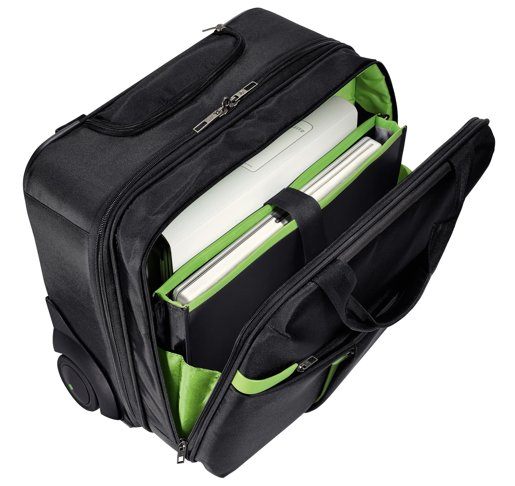 TROLLER LEITZ, pt. notebook de max. 15.6 inch, 2 compartimente, buzunar frontal | buzunar lateral, waterproof, poliester, negru, "60590095" — miniatură