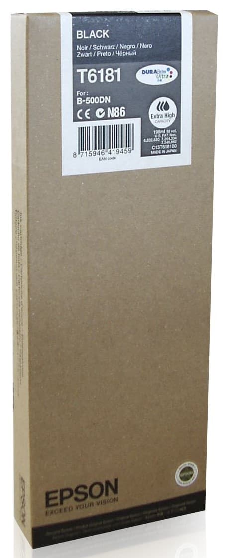 Cartus Cerneala Original Epson Black, T6181, pentru Business B500, "C13T618100"(RAPO)