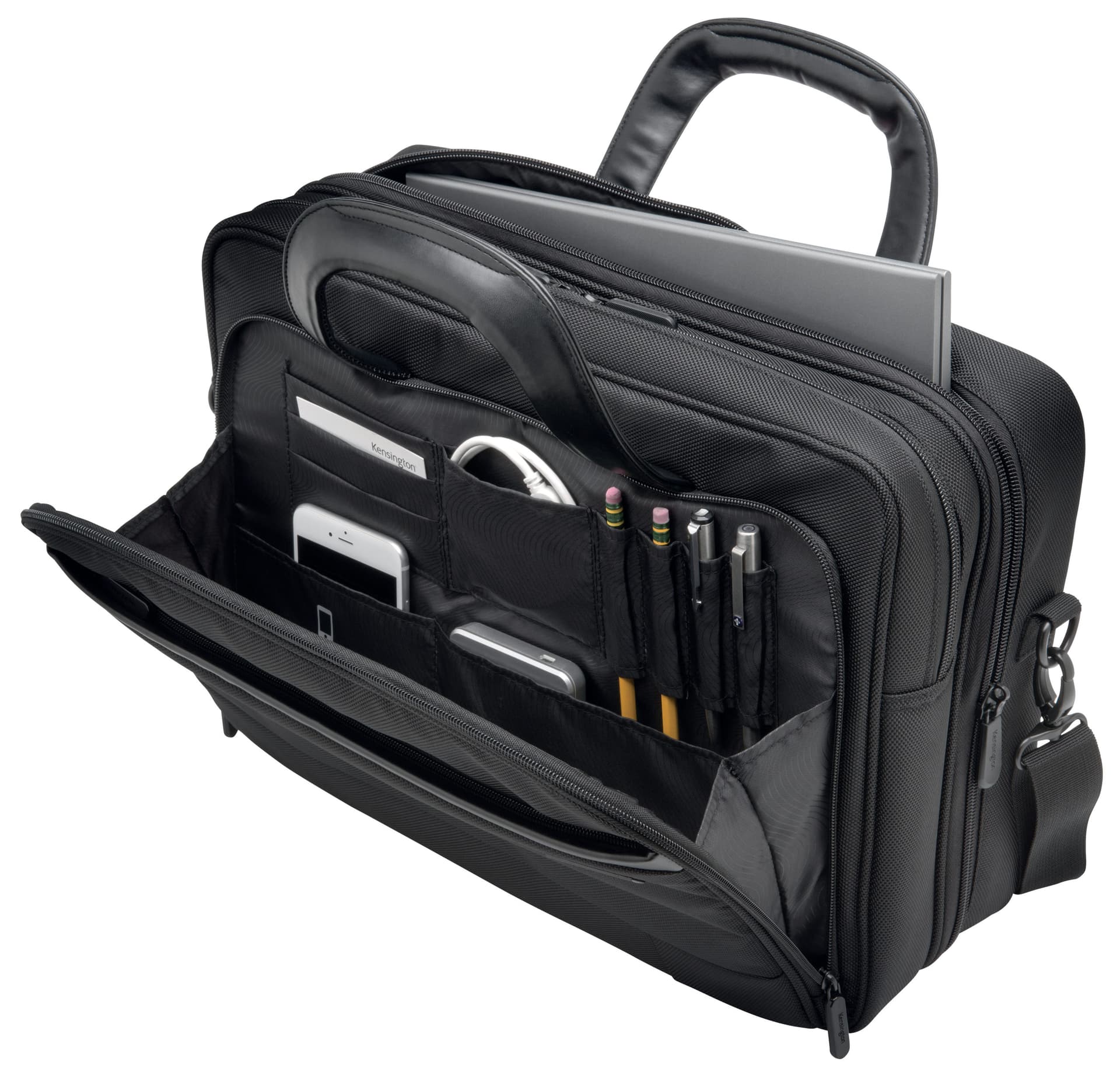 GEANTA KENSINGTON, pt. notebook de max. 15.6 inch, 2 compartimente, buzunar frontal x 2, waterproof, poliester, negru, "K60386EU" — miniatură