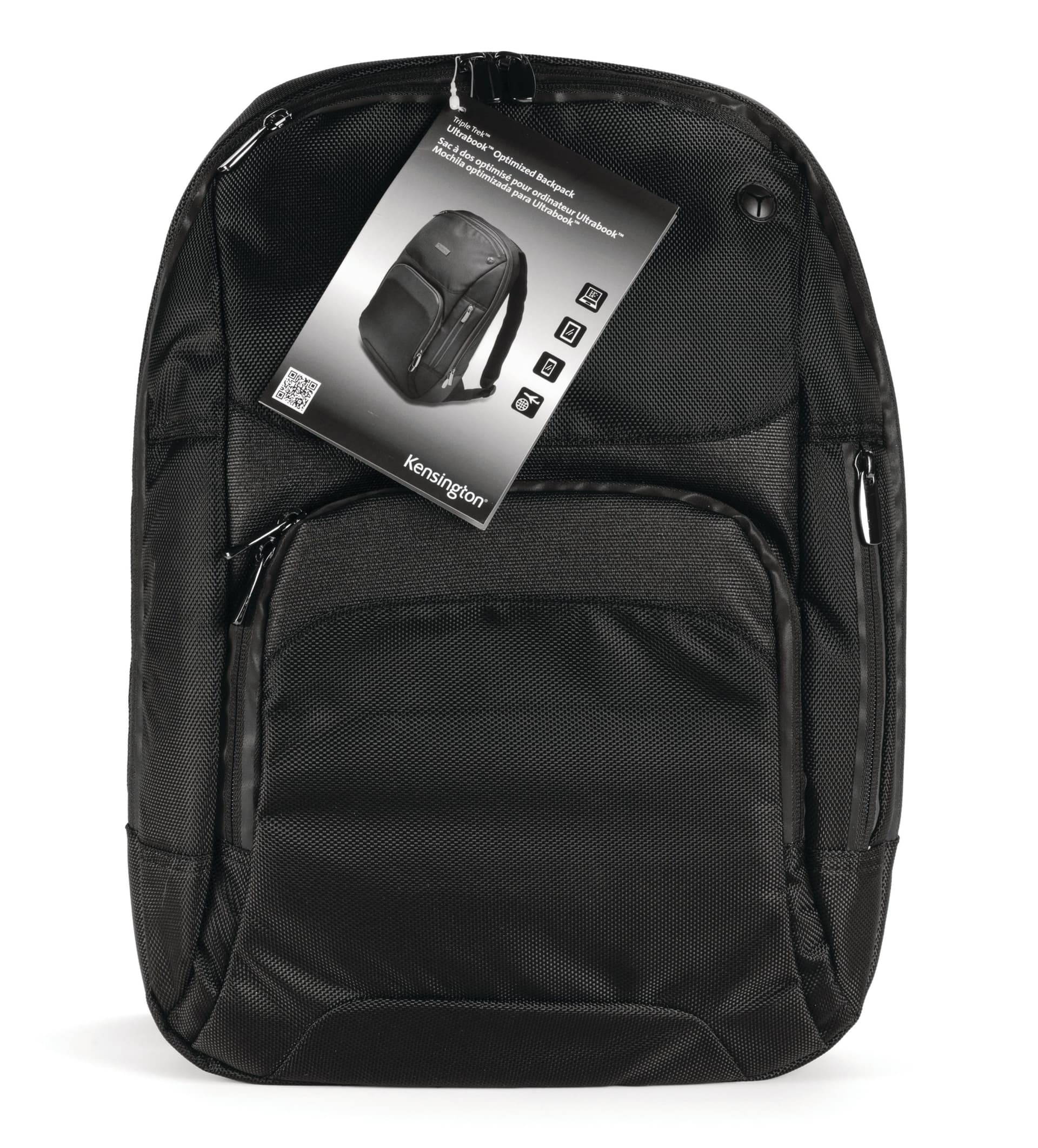 RUCSAC KENSINGTON, pt. notebook de max. 14 inch, 1 compartiment, buzunar frontal x 2 | buzunar lateral, waterproof, nylon, negru, "Triple Trek" "K62591EU" — miniatură
