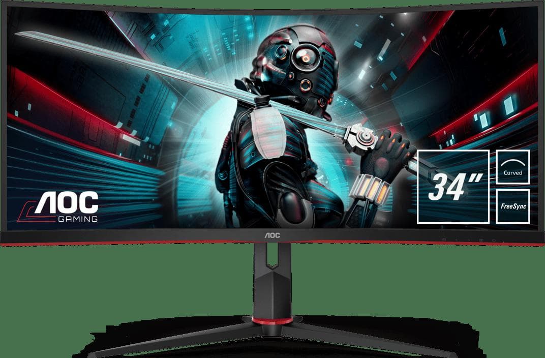 MONITOR AOC 34" gaming, VA, UWQHD (3440 x 1440), Wide, 300 cd/mp, 1 ms, HDMI, DisplayPort, "CU34G2/BK" — miniatură