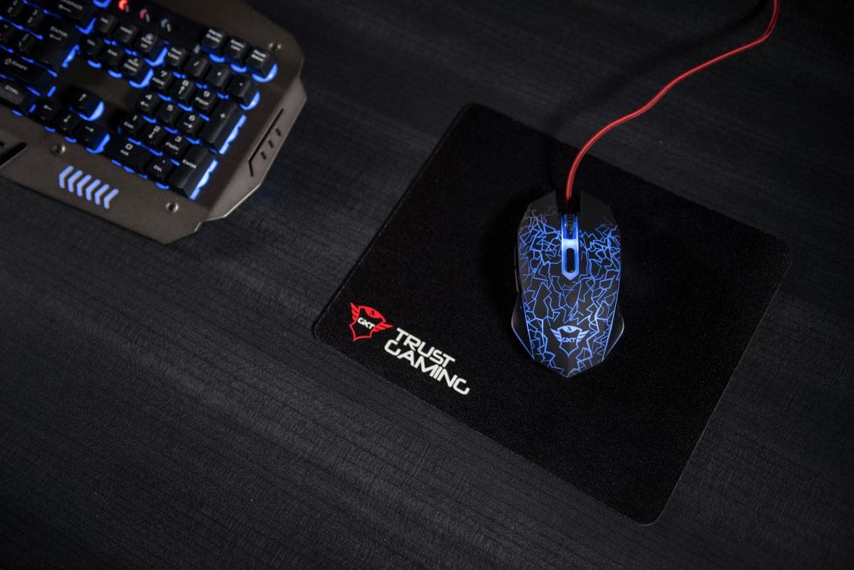 MOUSE TRUST, "GXT 105 Izza", gaming, cu fir, USB, optic, 2400 dpi, butoane/scroll 6/1, iluminare, buton selectare viteza, negru, "TR-21683" — miniatură