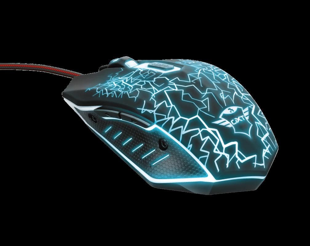 MOUSE TRUST, "GXT 105 Izza", gaming, cu fir, USB, optic, 2400 dpi, butoane/scroll 6/1, iluminare, buton selectare viteza, negru, "TR-21683" — miniatură