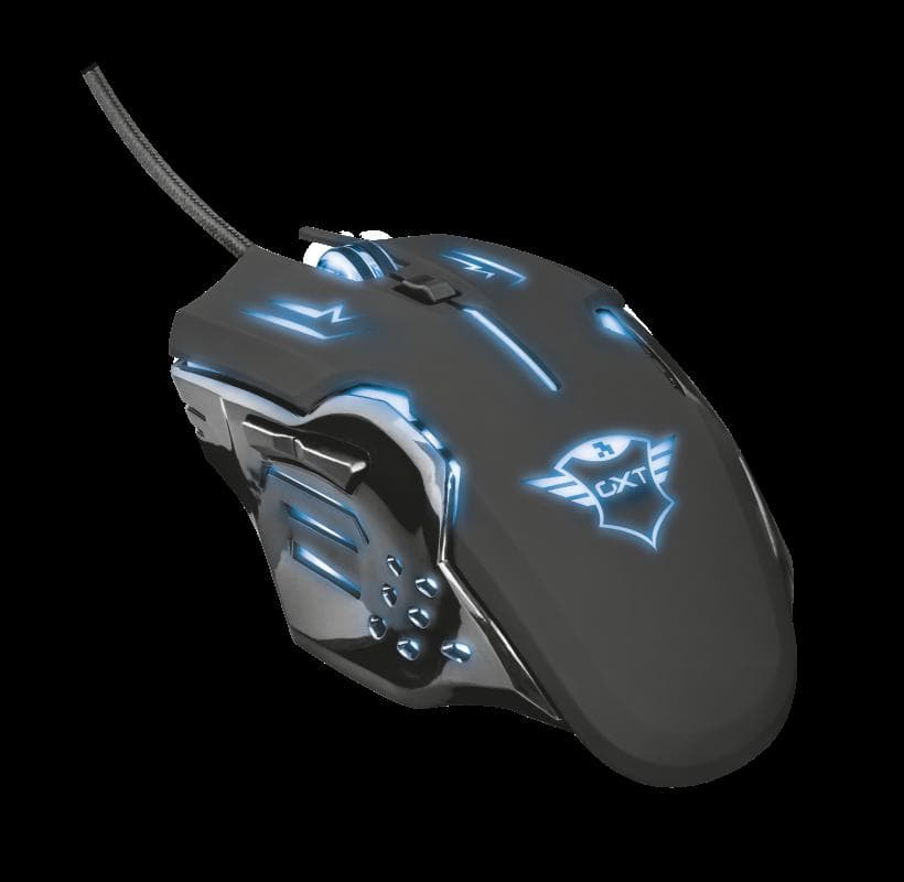 MOUSE TRUST, "GXT 108 Rava", gaming, cu fir, USB, optic, 2000 dpi, butoane/scroll 6/1, iluminare, buton selectare viteza, negru, "TR-22090" — miniatură
