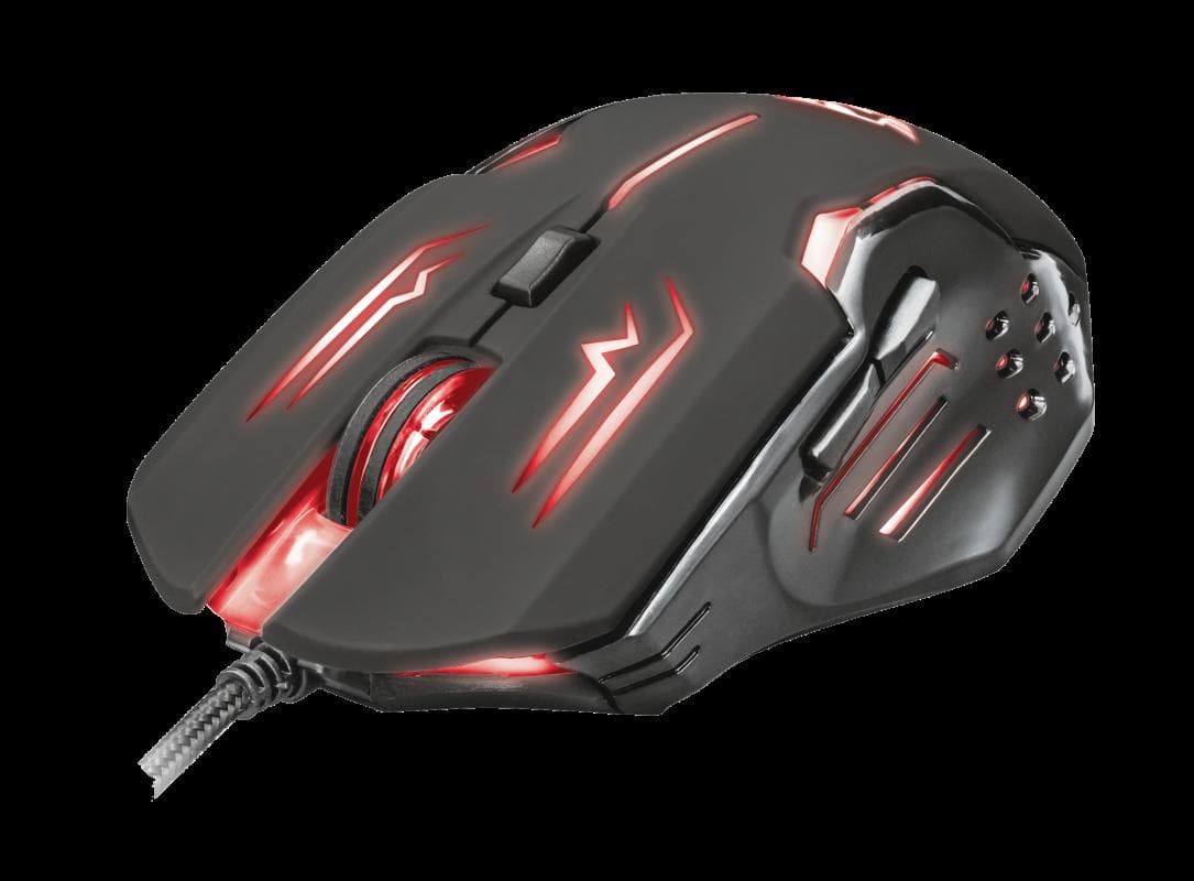 MOUSE TRUST, "GXT 108 Rava", gaming, cu fir, USB, optic, 2000 dpi, butoane/scroll 6/1, iluminare, buton selectare viteza, negru, "TR-22090" — miniatură