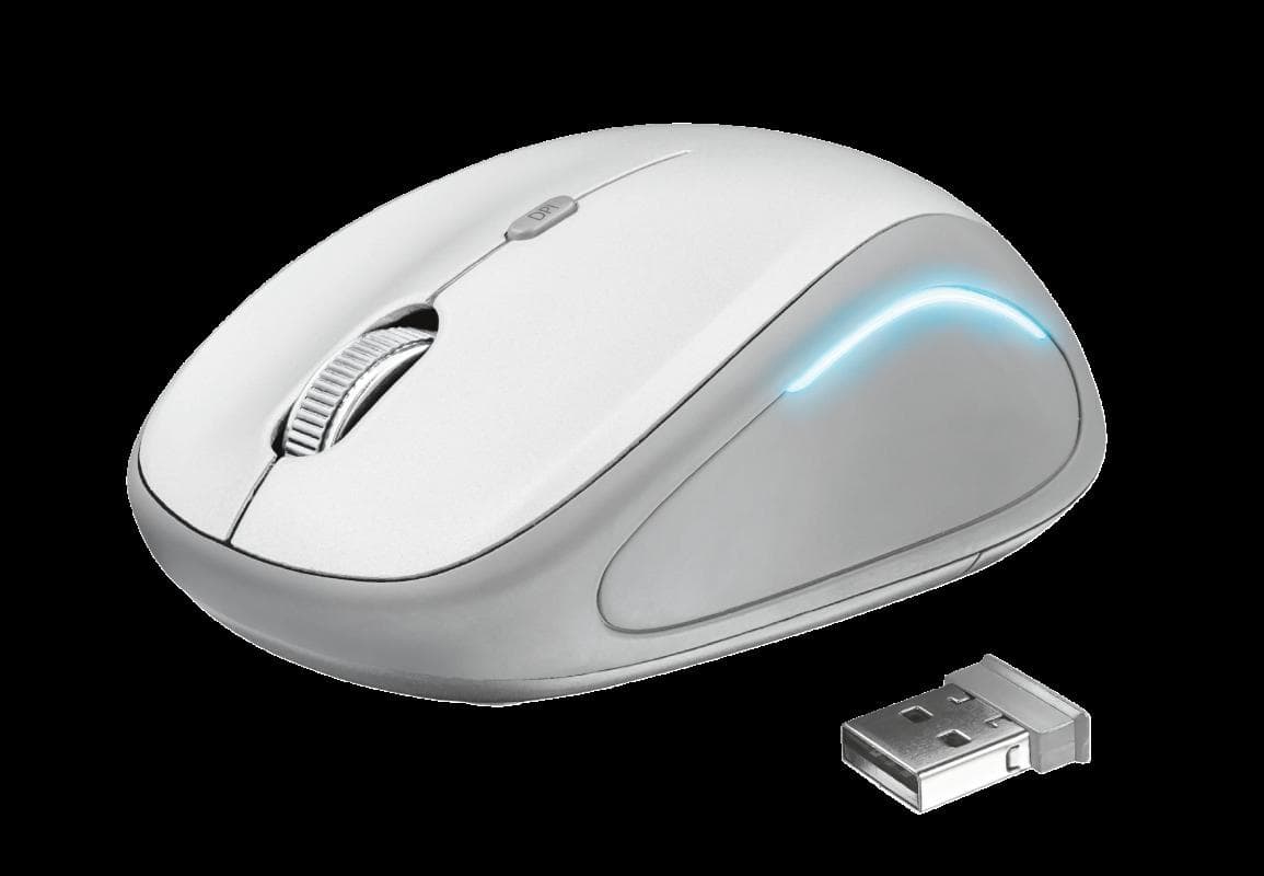 MOUSE TRUST, "Yvi FX", PC sau NB, wireless, 2.4GHz, optic, 1600 dpi, butoane/scroll 4/1, iluminare, buton selectare viteza, alb, "TR-22335"