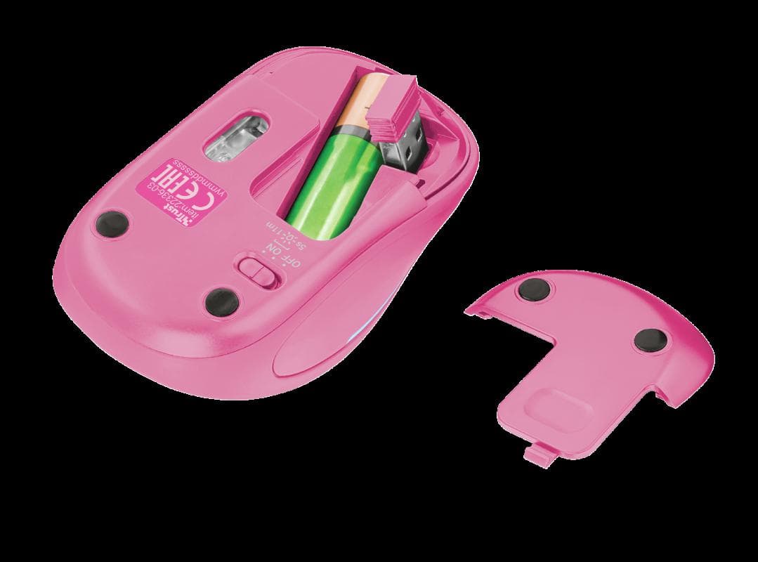 MOUSE TRUST, "Yvi FX", PC sau NB, wireless, 2.4GHz, optic, 1600 dpi, butoane/scroll 4/1, iluminare, buton selectare viteza, roz, "TR-22336" — miniatură