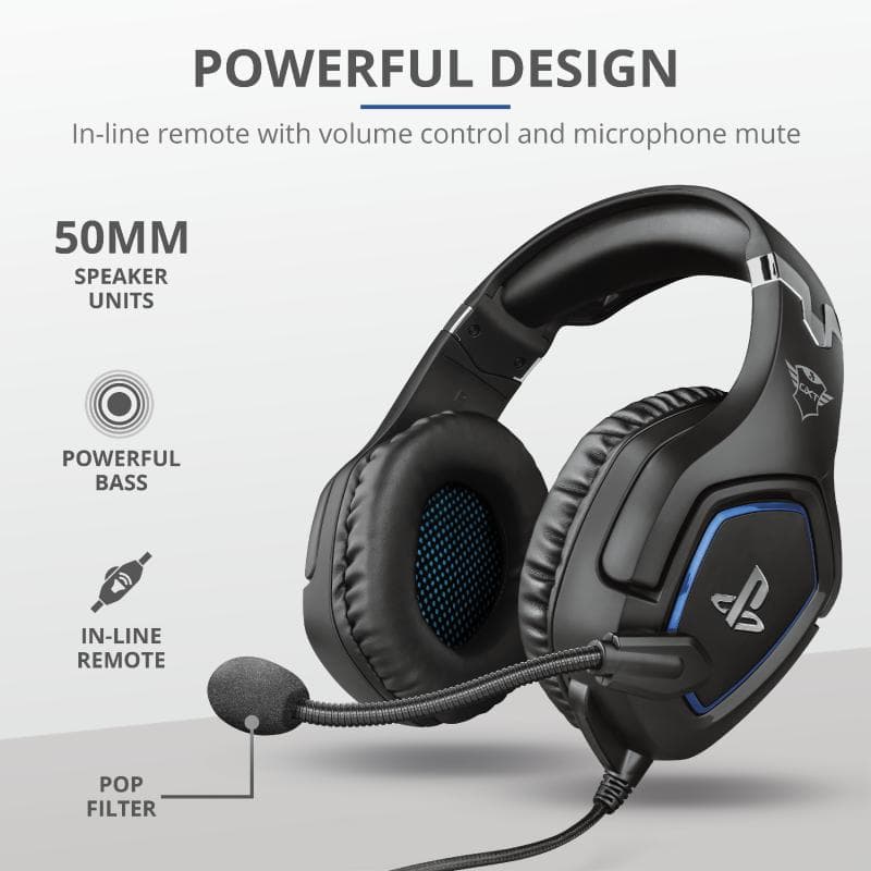 CASTI Trust, "GXT 488 Forze PS4", cu fir, gaming, utilizare multimedia, smartphone, microfon pe brat, conectare prin Jack 3.5 mm, negru, "TR-23530" — miniatură