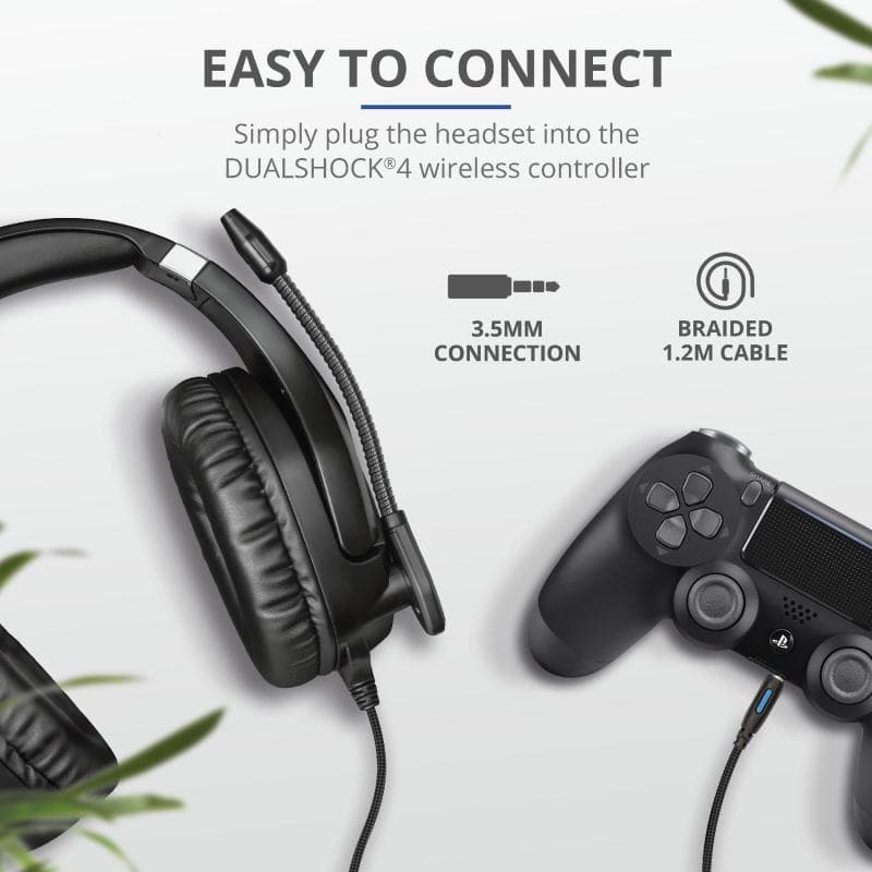 CASTI Trust, "GXT 488 Forze PS4", cu fir, gaming, utilizare multimedia, smartphone, microfon pe brat, conectare prin Jack 3.5 mm, negru, "TR-23530" — miniatură