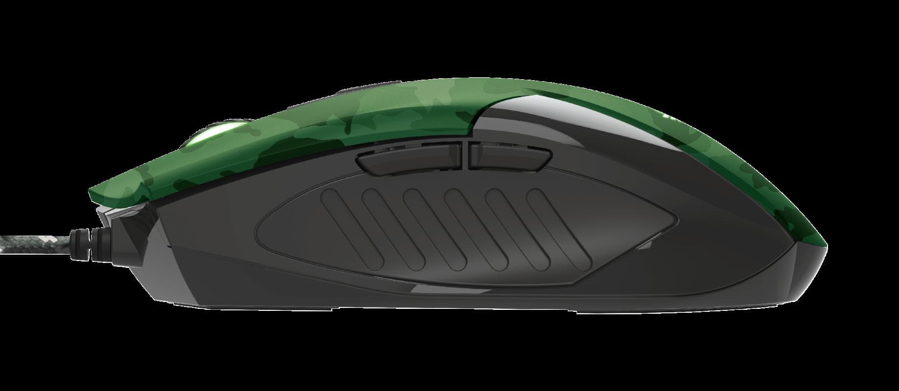 MOUSE TRUST, "GXT 781 Rixa Camo", gaming, cu fir, USB, optic, 3200 dpi, butoane/scroll 5/1, iluminare, butoane programabile, pad inclus, negru / verde, "TR-23611" — miniatură