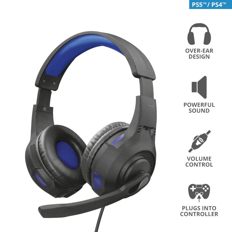 CASTI Trust, "GXT 307B Ravu", cu fir, gaming, utilizare multimedia, smartphone, microfon pe brat, conectare prin Jack 3.5 mm, negru, "TR-23250" — miniatură