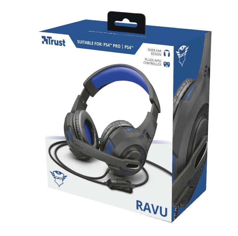 CASTI Trust, "GXT 307B Ravu", cu fir, gaming, utilizare multimedia, smartphone, microfon pe brat, conectare prin Jack 3.5 mm, negru, "TR-23250" — miniatură