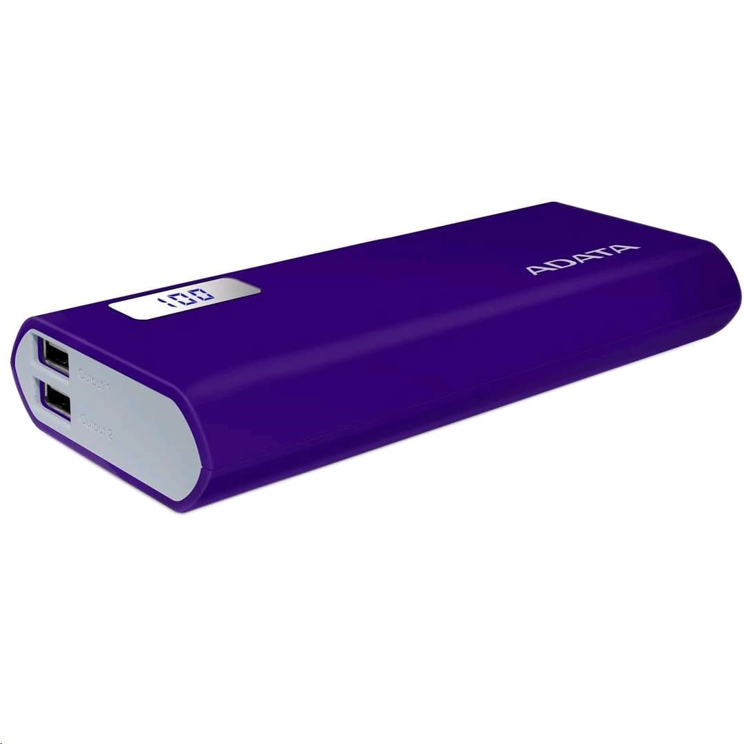 POWER BANK ADATA 12500mAh, 2 x USB, digital display pt. status baterie, P12500D 12.500 mAh, 2.1A out, purple, "AP12500D-DGT-5V-CPU" — miniatură