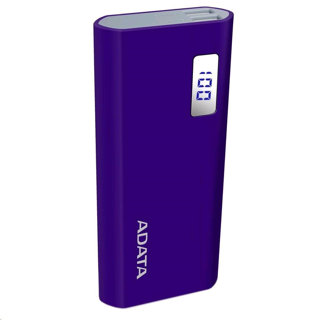 POWER BANK ADATA 12500mAh, 2 x USB, digital display pt. status baterie, P12500D 12.500 mAh, 2.1A out, purple, "AP12500D-DGT-5V-CPU" — miniatură