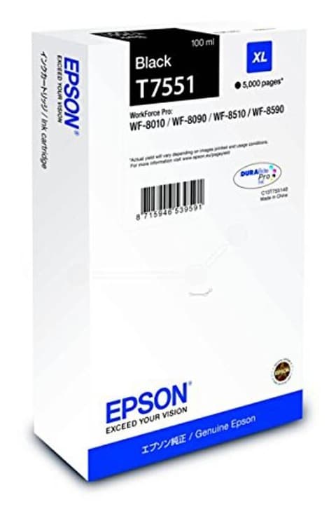 Cartus Cerneala Original Epson Black, T7551, pentru Workforce Pro WF-8010|8090|8510|8590, "C13T755140"