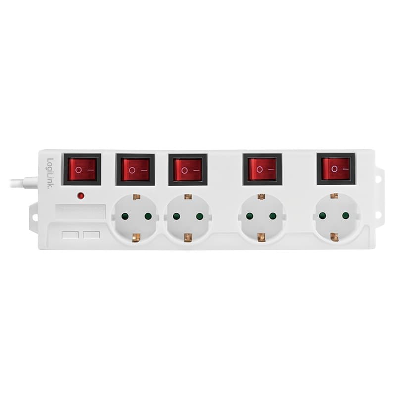 PRELUNGITOR LOGILINK, Schuko x 4, conectare prin Schuko (T), cablu 1.5 m, 16 A, protectie copii, alb, "LPS252" — miniatură