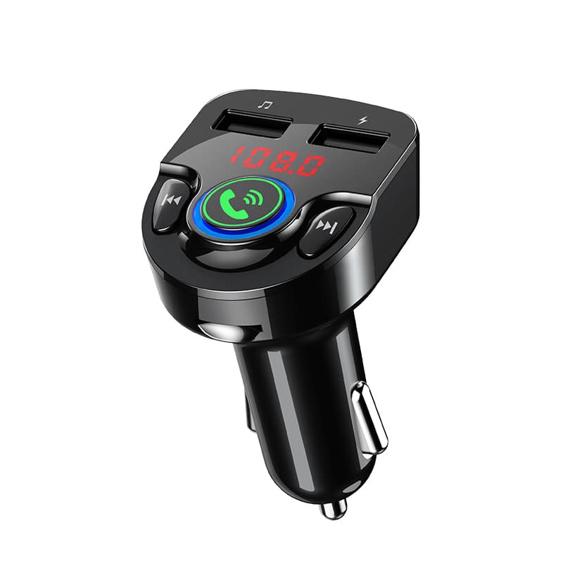 MODULATOR AUTO FM SPACER, Bluetooth 5.0. 1xUSB QC3.0 & 1xUSB max. 5V/3.1A, 12V-24V, max. 10-15m, mic max. 0-2m, format MP3/WMA, 206 canale 87.5-108Mhz, USB disk, microSD, answer/reject/hang up/redial, black, "SPFM-01-QC" — miniatură