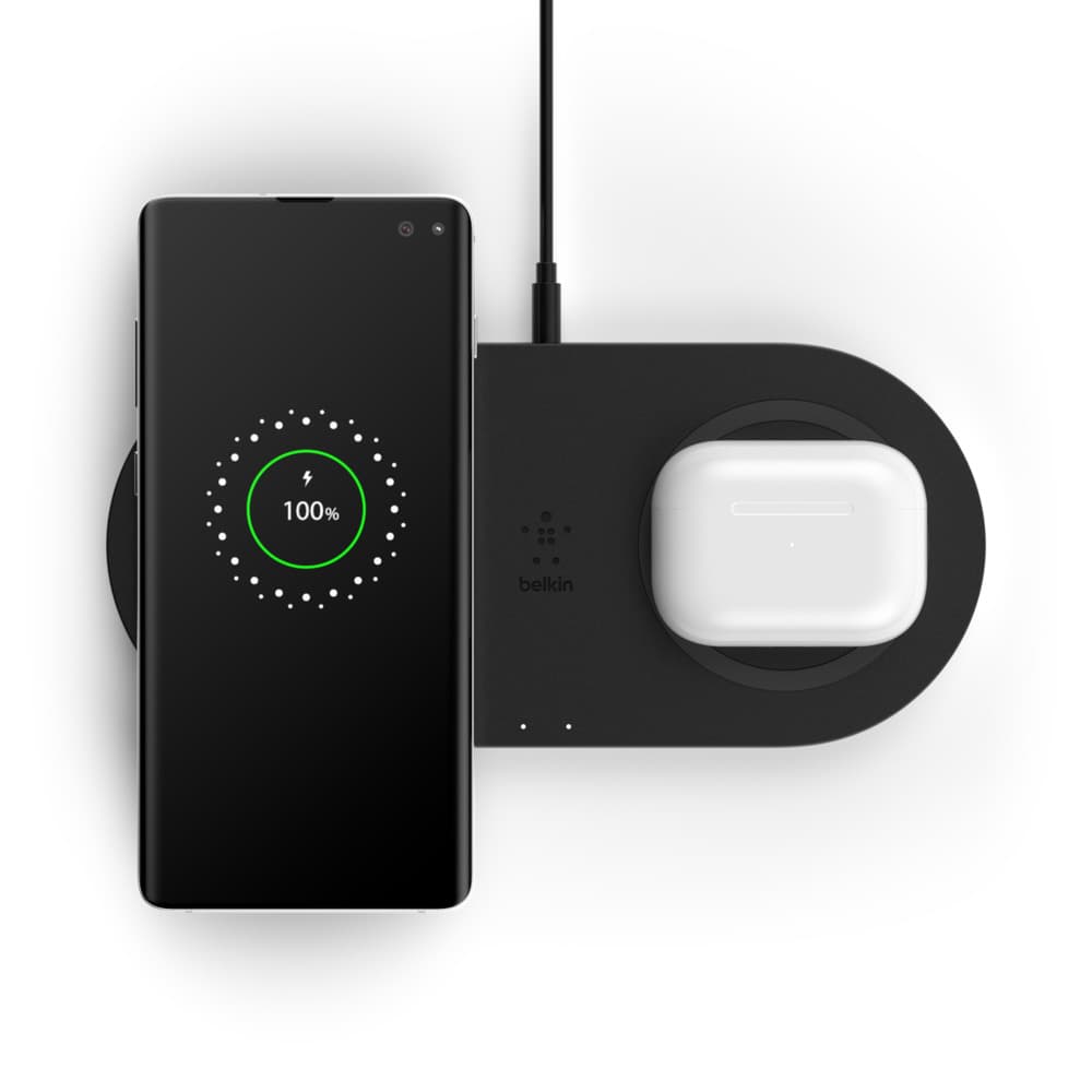 ALIMENTATOR wireless BELKIN, 2 x 10W, 2x pad-uri incarcare, negru "WIZ002VFBK" — miniatură