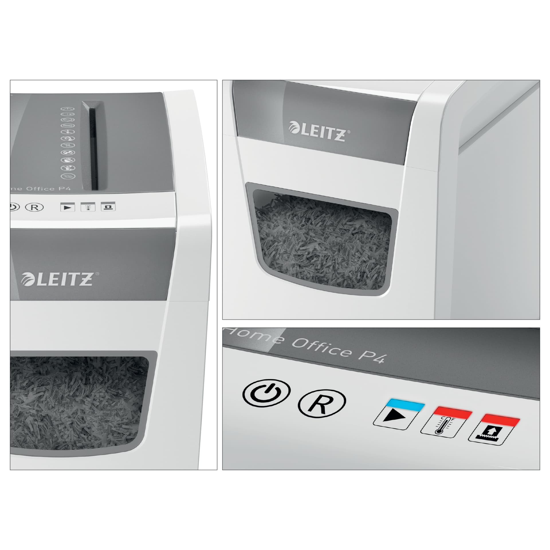 Distrugator manual documente Leitz IQ Home Office Slim, 10 coli, P4, cross-cut (tip confeti), cos 23 coli, alb, Leitz "80010000" — miniatură