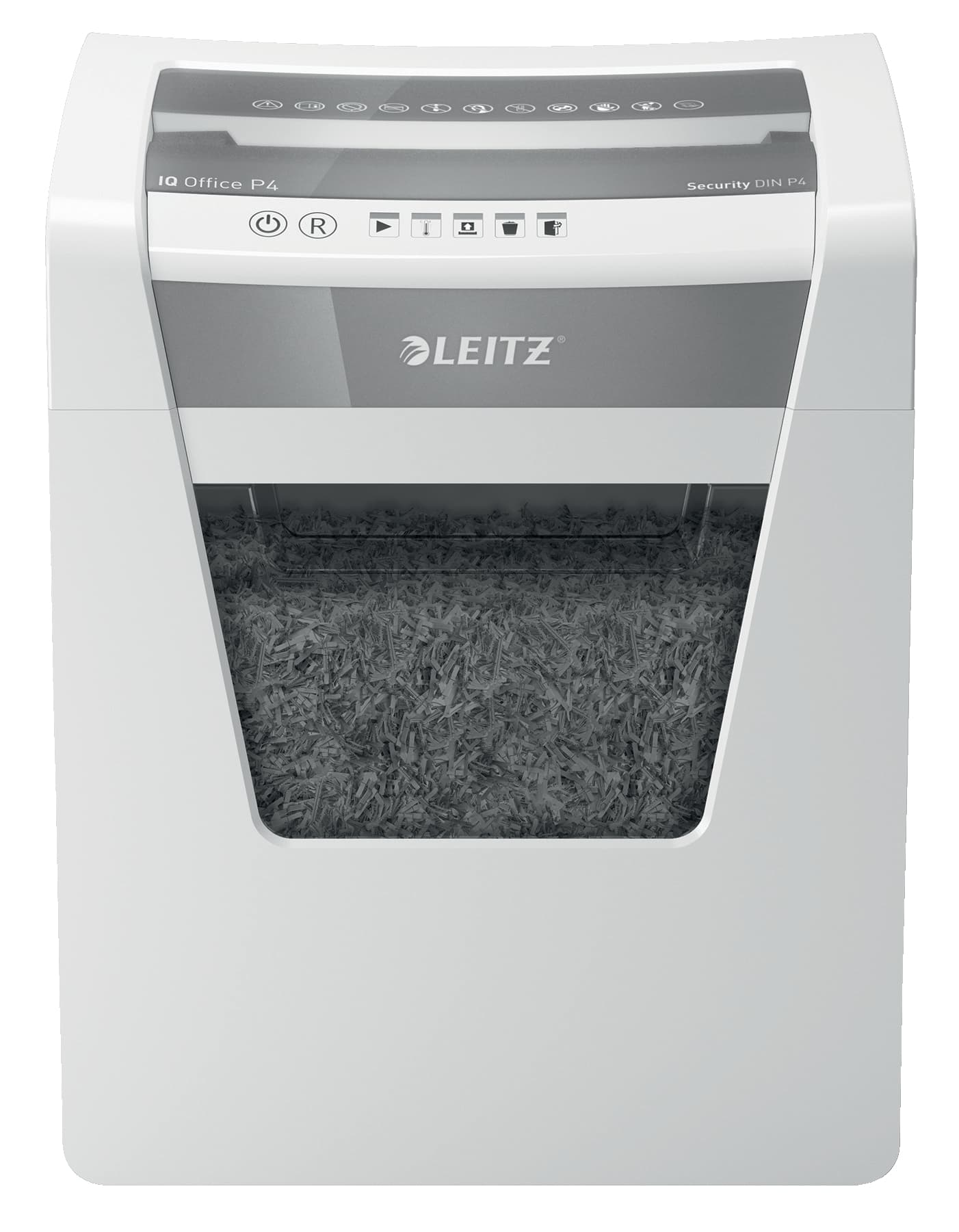Distrugator manual documente Leitz IQ Office, 15 coli, P4, cross-cut (tip confeti), cos 23 coli, alb, Leitz "80030000" — miniatură