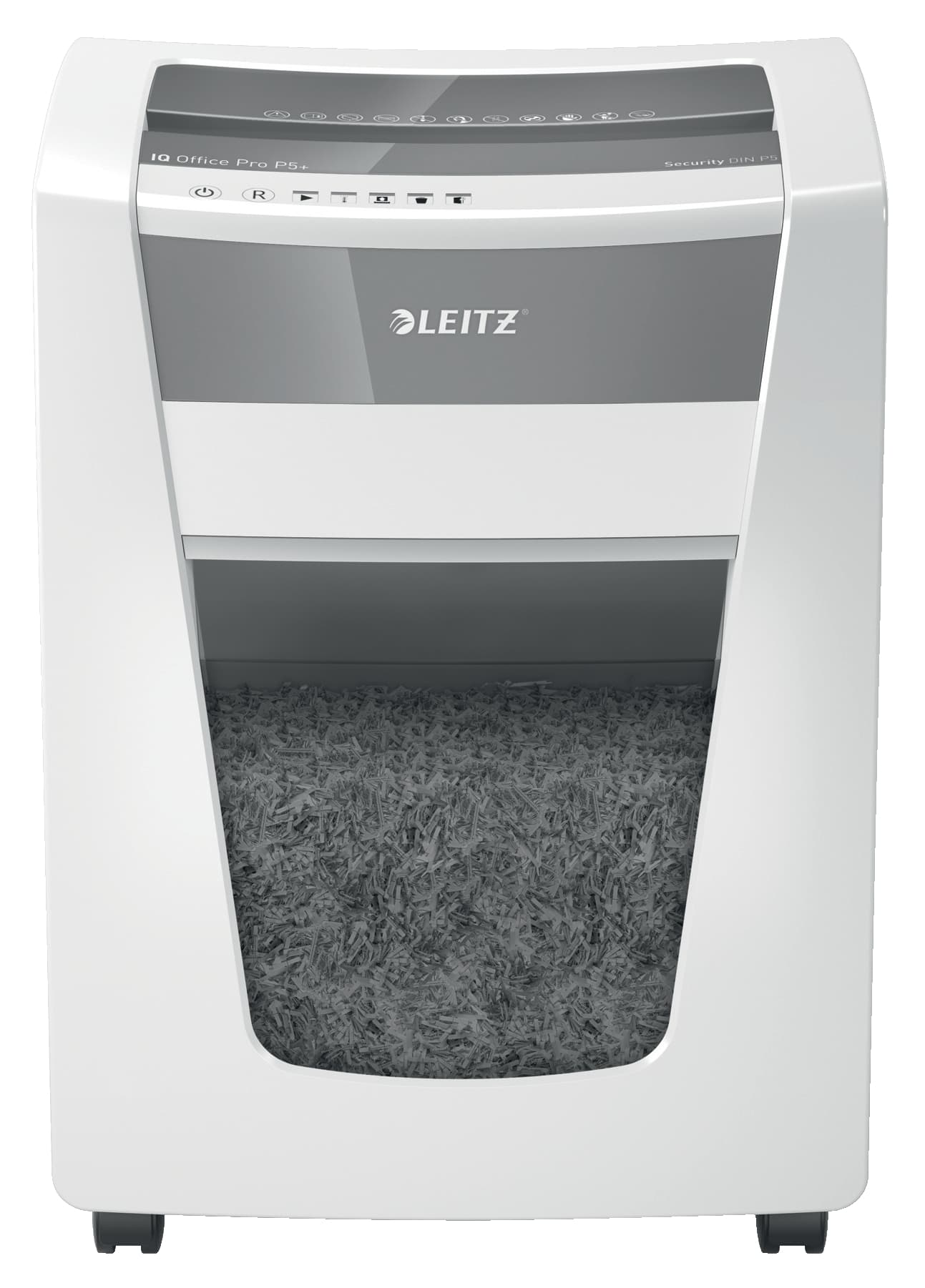 Distrugator manual documente Leitz IQ Office Pro, 7 coli, P5+, micro-cut (tip particulei), cos 30 coli, alb, Leitz "80040000" — miniatură