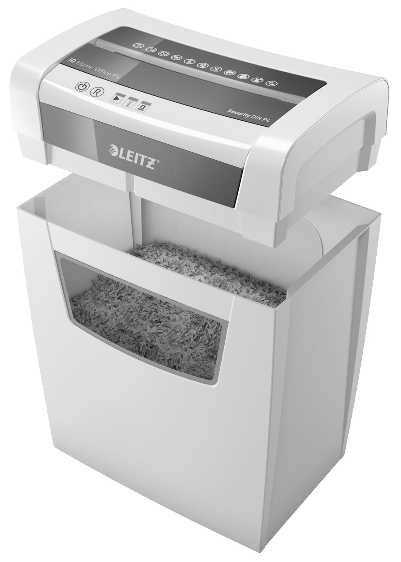 Distrugator manual documente Leitz IQ Home Office, 10 coli, P4, cross-cut (tip confeti), cos 23 coli, alb, Leitz "80090000" — miniatură