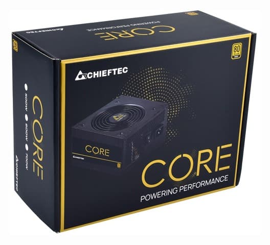 SURSA Chieftec Core 600 W, non-modulara, certificare 80 Plus Gold, ventilator 120 mm x 1, PCI-E 6+2 pin x 2, SATA x 6, "BBS-600S" — miniatură