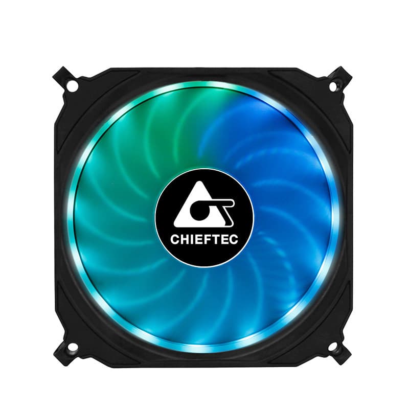 SET 3 VENTILATOARE CHIEFTEC PC 120x120x25 mm, ADD RGB LED, 3 buc. in pachet & HUB & telecomanda "CF-3012-RGB" — miniatură