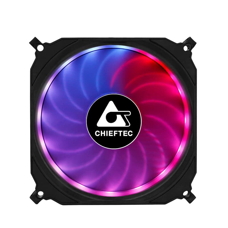 SET 3 VENTILATOARE CHIEFTEC PC 120x120x25 mm, ADD RGB LED, 3 buc. in pachet & HUB & telecomanda "CF-3012-RGB" — miniatură