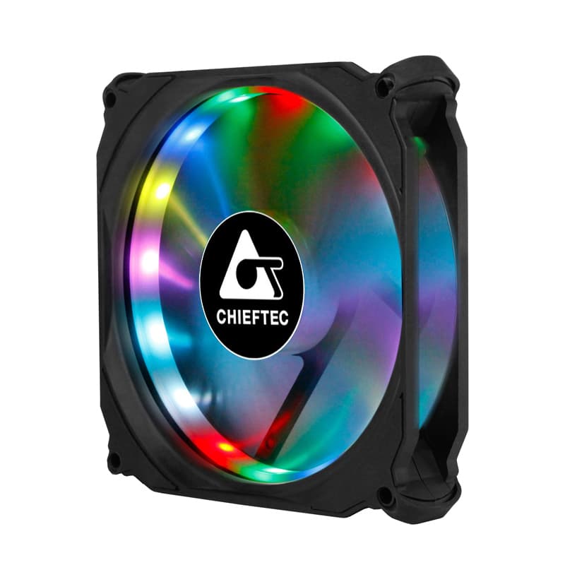 SET 3 VENTILATOARE CHIEFTEC PC 120x120x25 mm, ADD RGB LED, 3 buc. in pachet & HUB & telecomanda "CF-3012-RGB" — miniatură