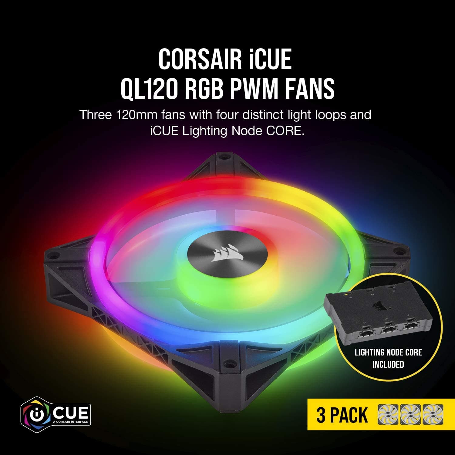 VENTILATOR CORSAIR, pt PC, 120 mm, 1500 rpm, LED RGB, pack 3 ventilatoare, "CO-9050098-WW" — miniatură