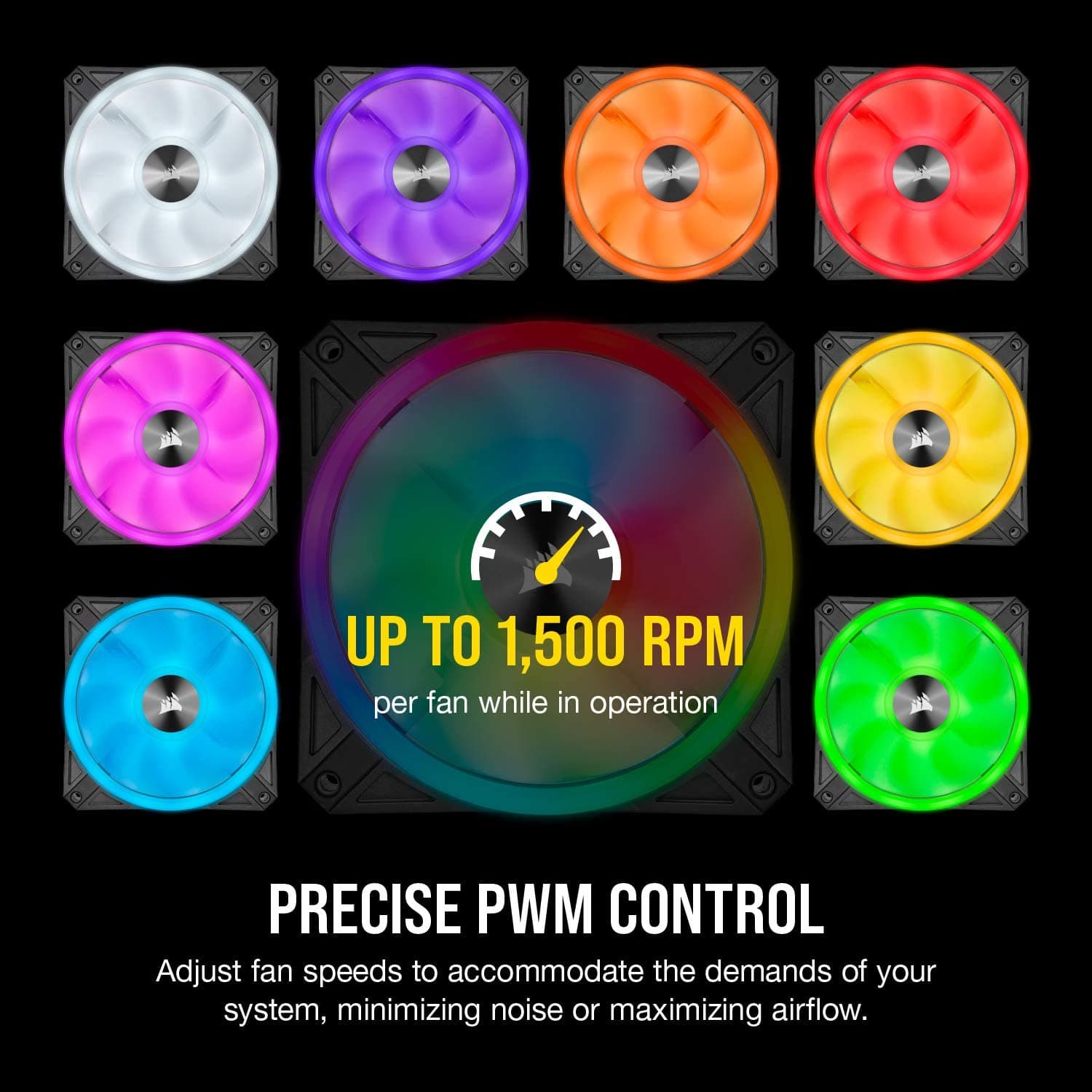 VENTILATOR CORSAIR, pt PC, 120 mm, 1500 rpm, LED RGB, pack 3 ventilatoare, "CO-9050098-WW" — miniatură